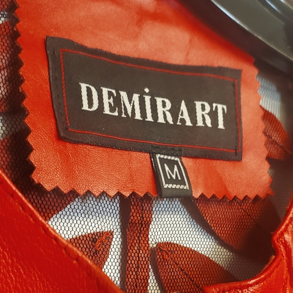 DEMIRART Red Lamb Leather On Mesh Leaf  Jacket Medium - Picture 2 of 6